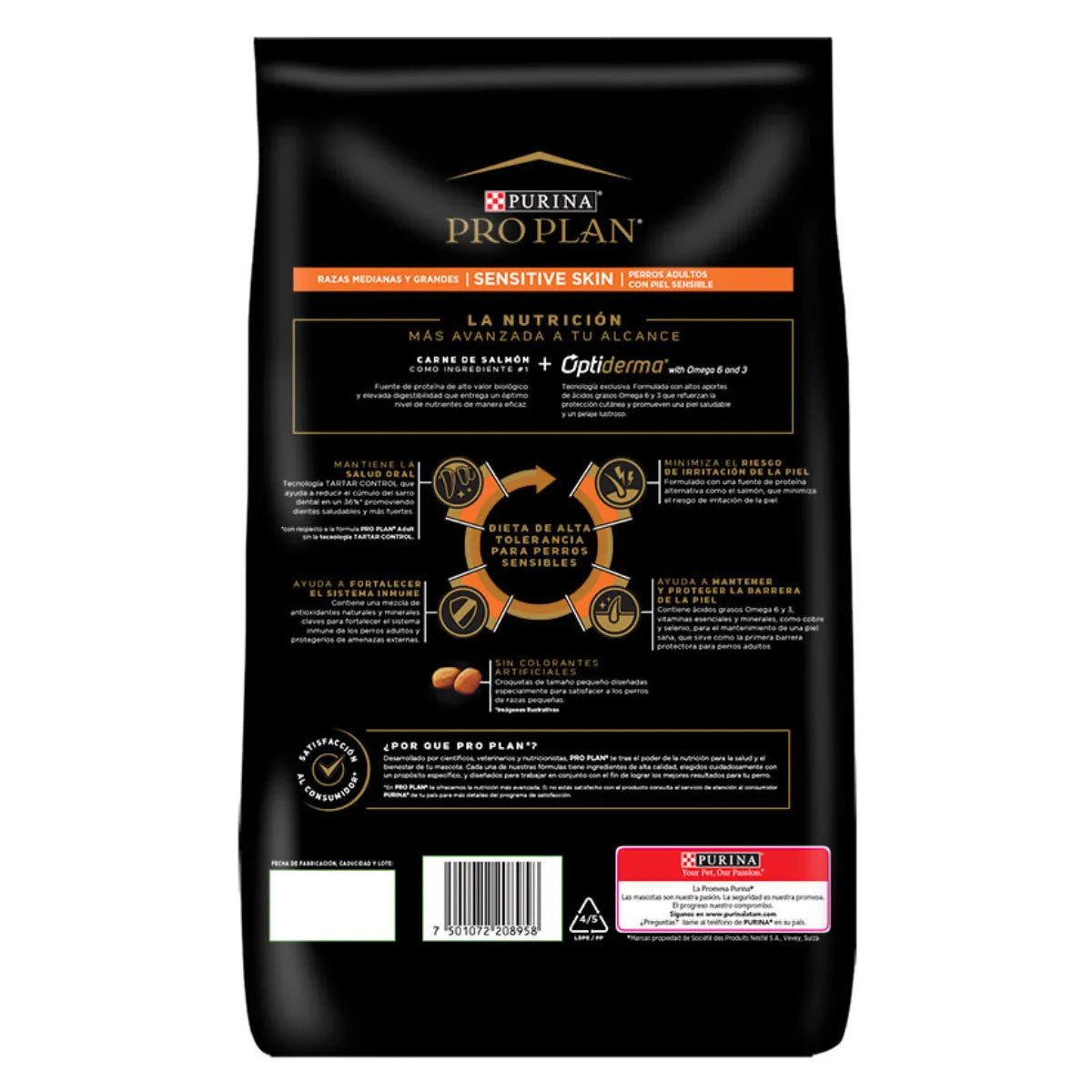 Concentrado para Perro Pro Plan Adulto Sensitive Skin Razas Medianas y Grandes
