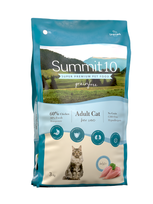 Concentrado para Gatos Adultos Summit10  Grain Free Hair Care