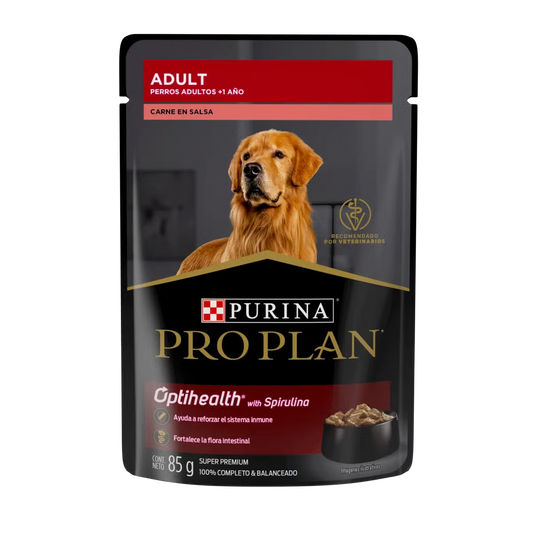Alimento Para Perro Pro Plan Adulto Optihealth Pouch Carne
